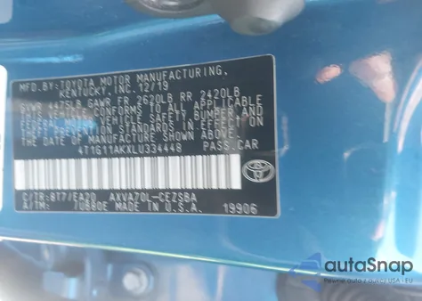 2020 Toyota Camry Se z USA, uszkodzony, nr VIN 4T1G11AKXLU334448